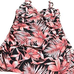 Floral Black and Pink One-Piece Swimsuit